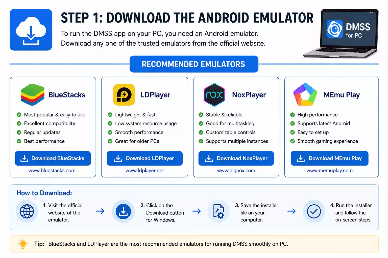 Download the Android Emulator for DMSS for PC
