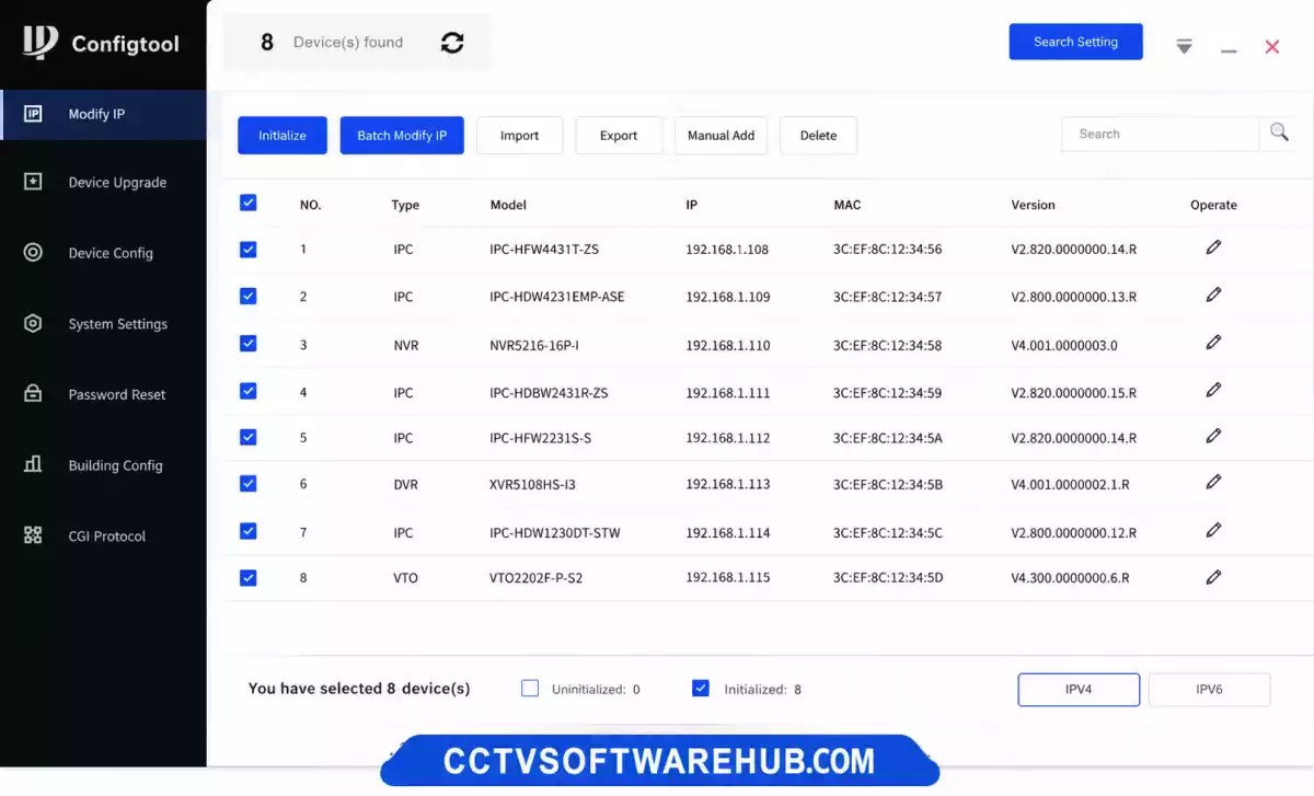 Dahua Config tool detecting IP cameras