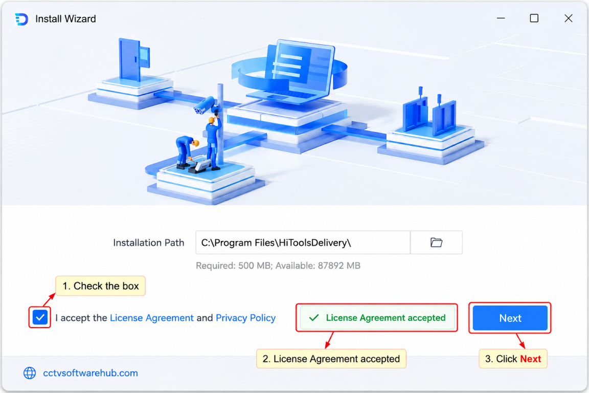 installation HiTools Delivery